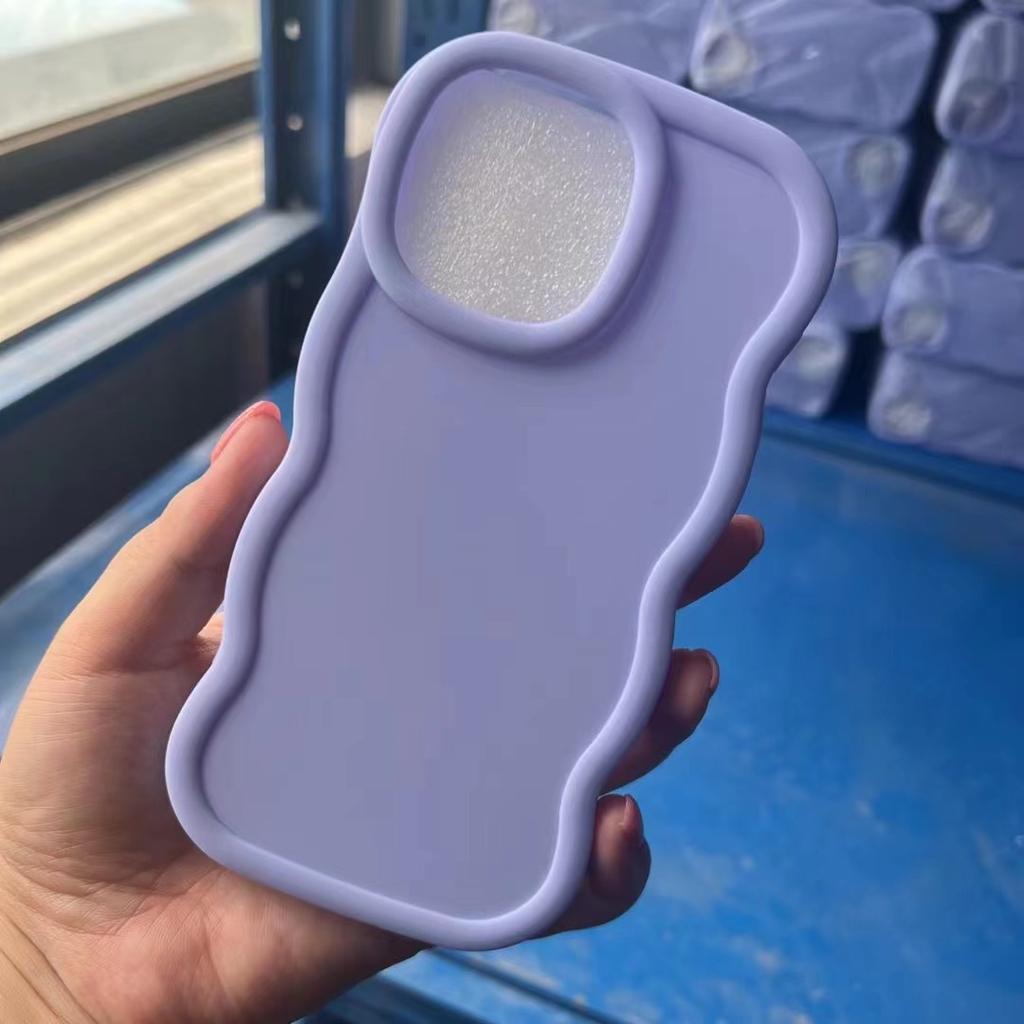 Applicable To Apple 15 Mobile Phone Case Macaron Large Wave IPhone 13 Drop Glue Doll Material Shell