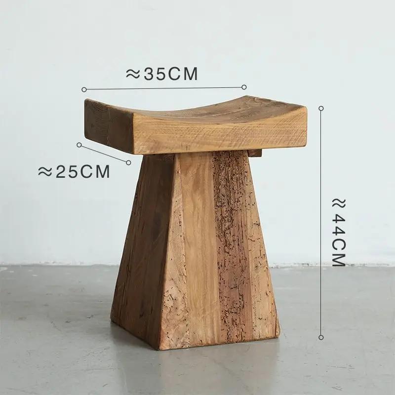 Wabi Sabi style solid wood edge table Old pine stump low stool Vintage decorations and small coffee table for homestays