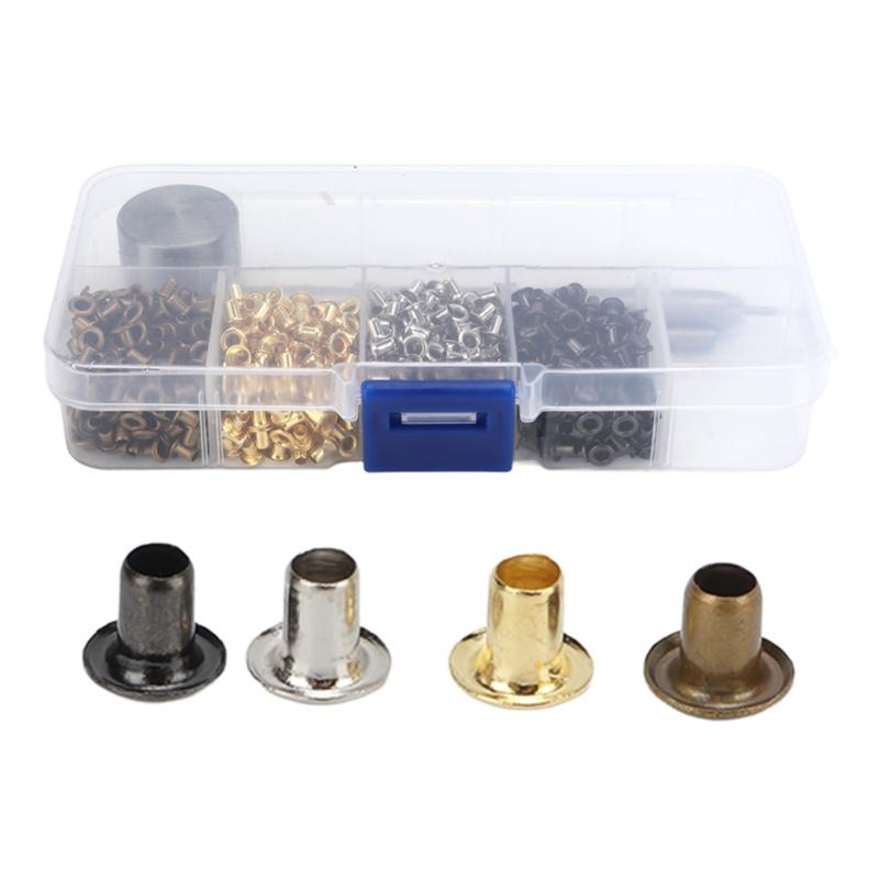 Ösen 2mm Plattiertes Kupfer Metall Ösen-Set Schnürsenkel Gürtel Ösen mit Aufbewahrungsbox aus Kunststoff