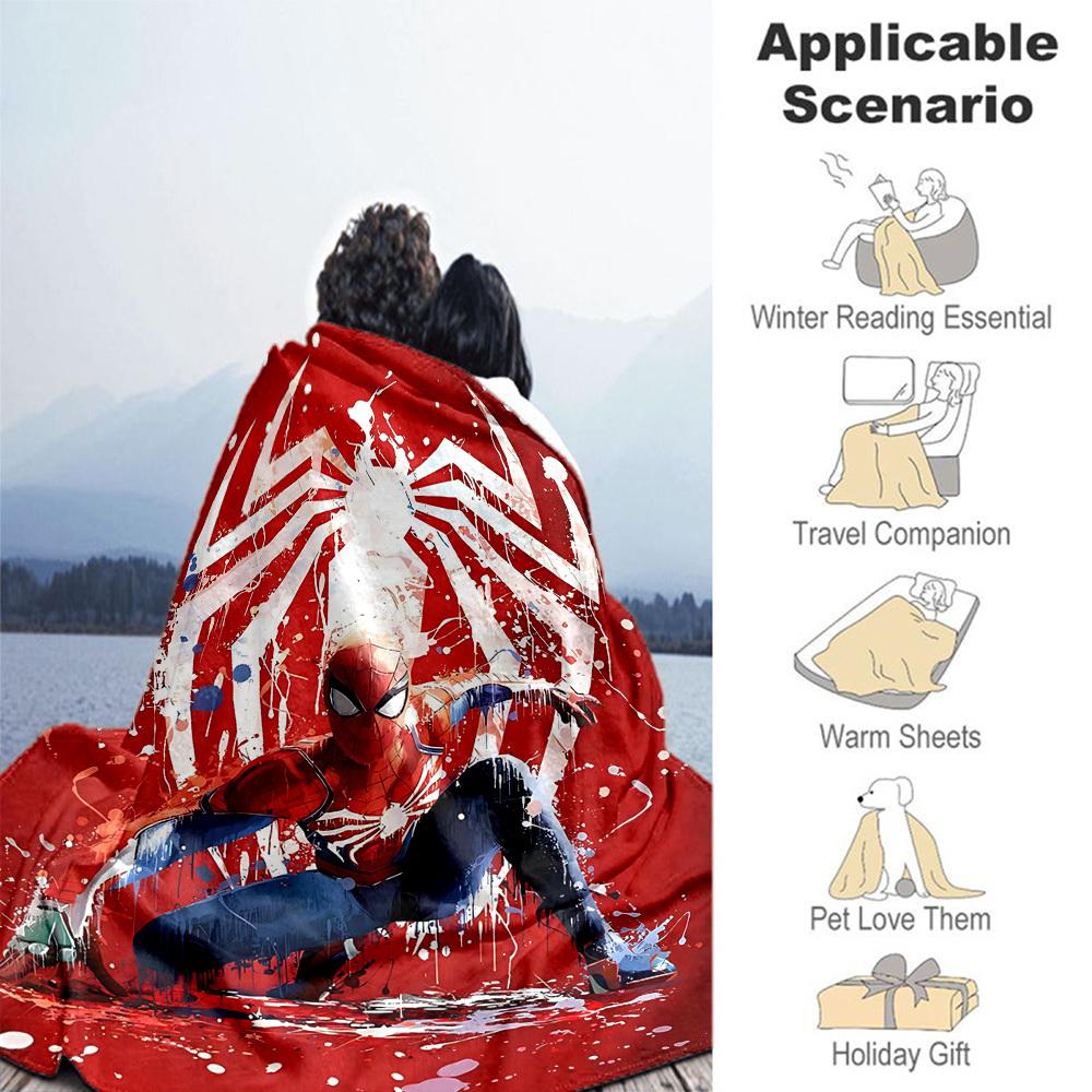 1PC Spider-Man, Web-Slinger Outdoor Flannel Throw Blanket - HD Printed Lightweight Soft Warm All-Season Blanket for Sofa, Bed, Travel, Camping 045