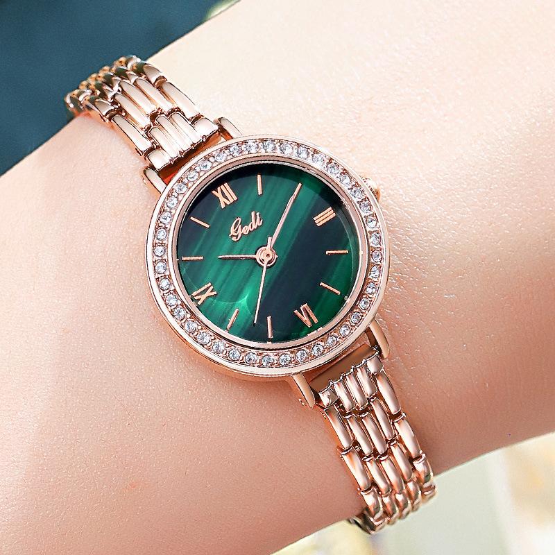 Light Luxury Fashion Round Quartz Watch Student Ladies Alloy Bracelet Waterproof Watch Luminous Rose Gold