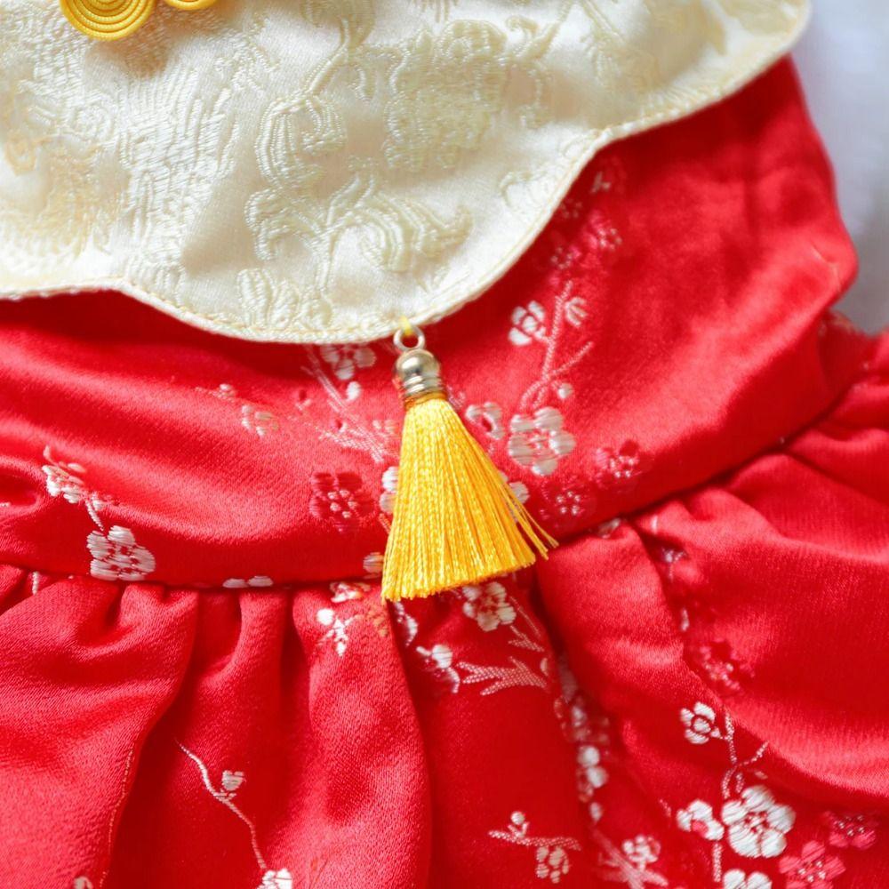 Creative New Year Pet Dress Chinese Style Pet Tang Clothes Pet Princess Skirt  Dress Up Accessories
