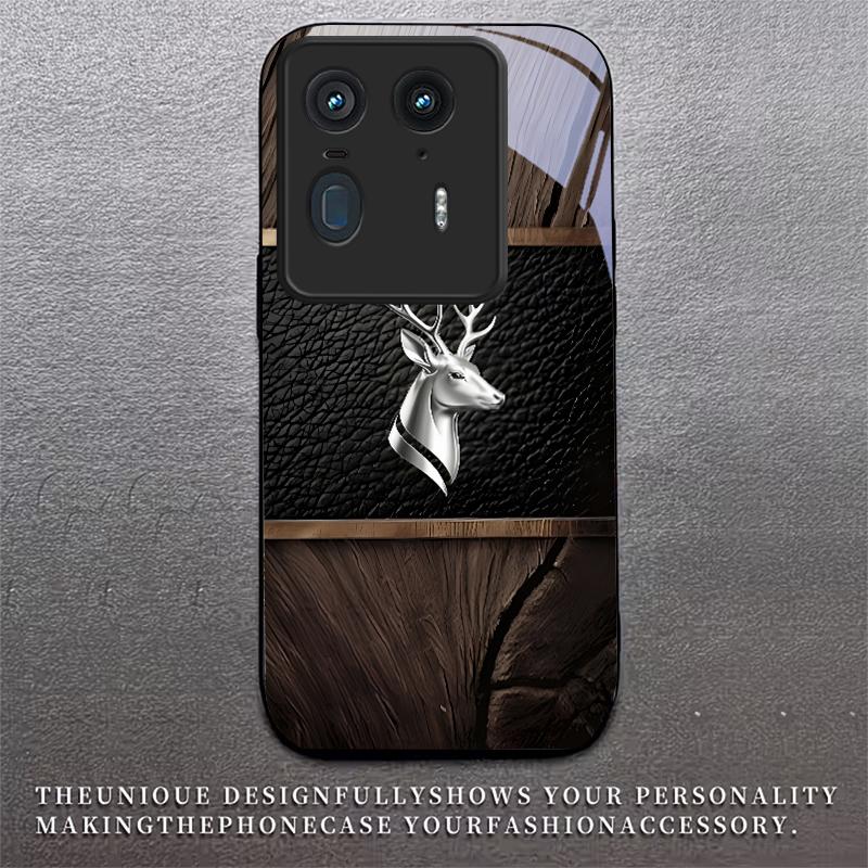 Elite Metallic Stag Black Glass Phone Case For Motorola Moto Edge 70 60 Fusion 50 Ultra 40 Neo 30 Pro 20 Lite 60s Neo Back Cover