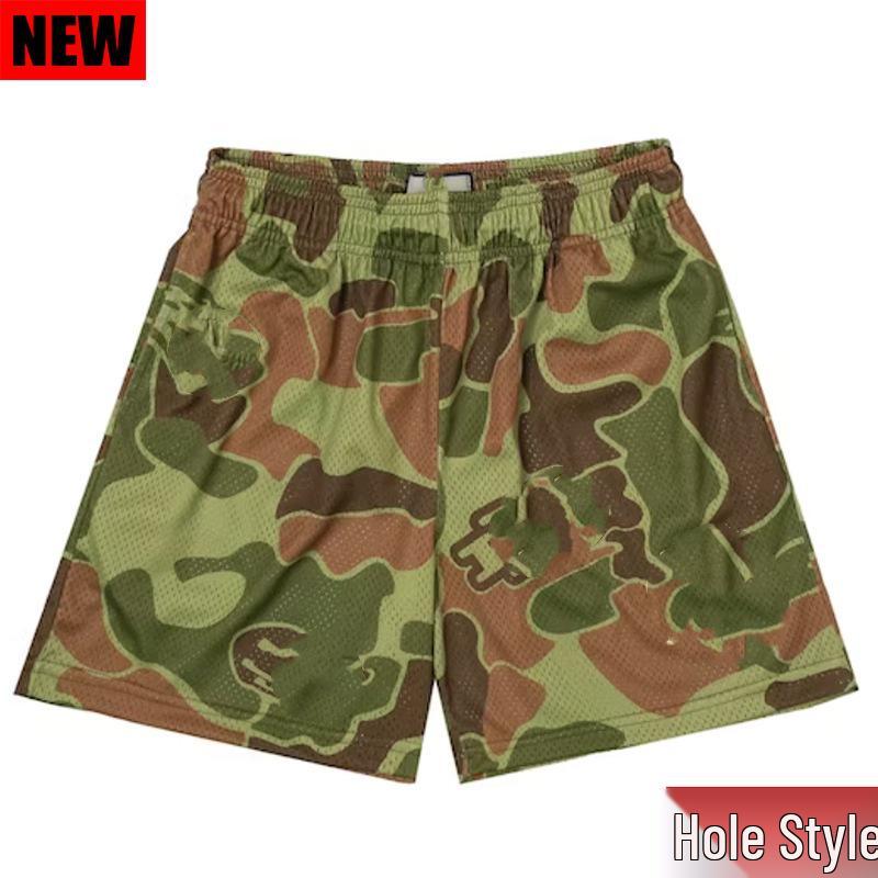 Men's American Style Breathable Camouflage Basketball Shorts - Comfortable Loose Fit Training & Running Pants