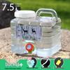 Transparent Outdoor Camping Water Bucket with Faucet and Lid - Food Grade Square Storage Container for Drinking Water