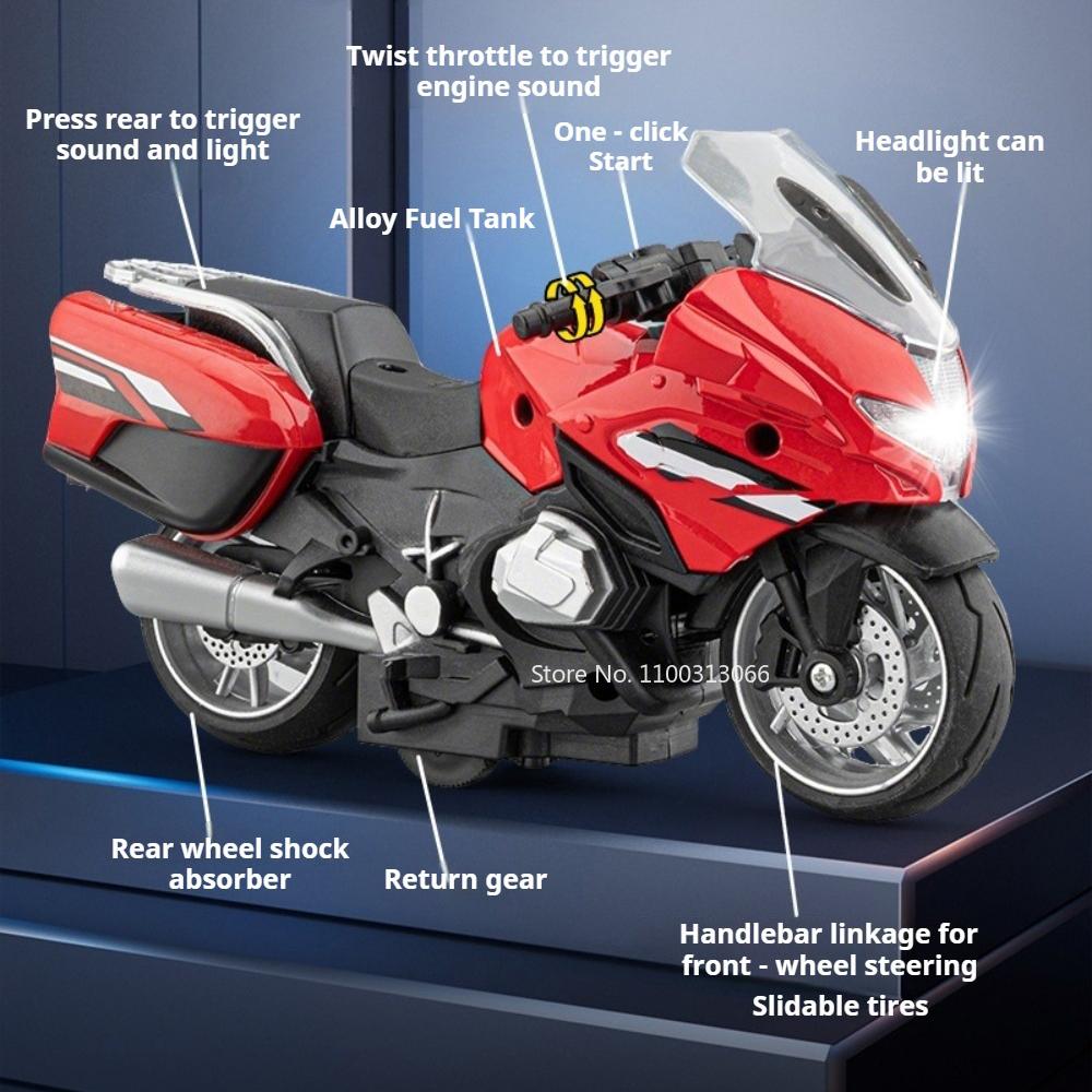 1:14 R1250RT Motorrad Modell Spielzeug Miniatur Druckgusslegierung Autos Sound und Licht Gummireifen Stoßdämpfung Modelle Geschenke für Freunde