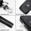 ypdvi1 For Skoda Models Genuine Leather Car Key Cover - Key Case, Wallet, Keychain Bag - Accessories (Octavia Kodiaq Kamiq Karoq)