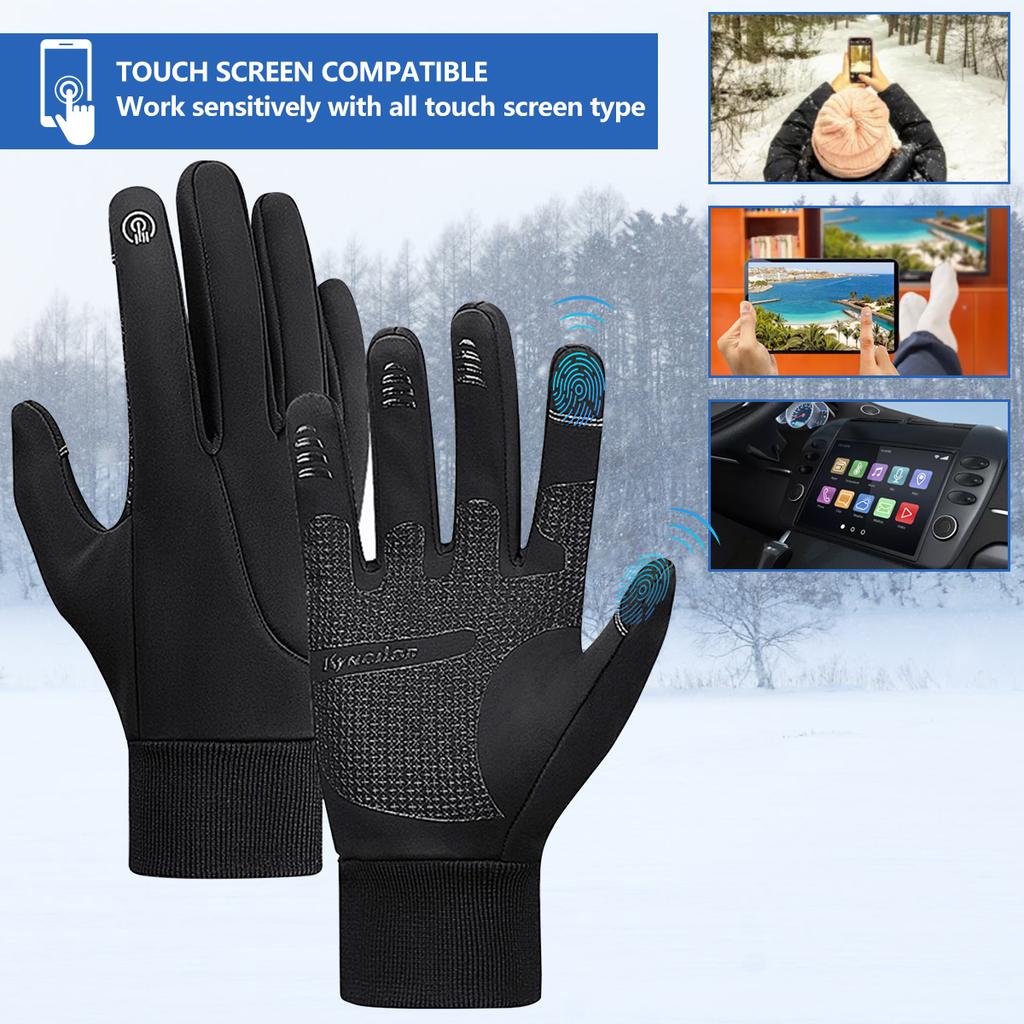 Winter Gloves Men Women Touch Screen Non-Slip Gloves Windproof Water-Resistant Warm Winter Gloves Thermal Running Mittens