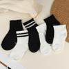5 Pairs Student Sports Socks Cotton Soft Long Tube Socks Absorbing Sweat Girls Boys Baby Black White Tube Socks 1-13 Years