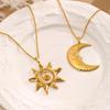 Fashion Personality Stainless Steel Sun & Moon Pendant Necklaces For Women Jewelry Accessries Gifts