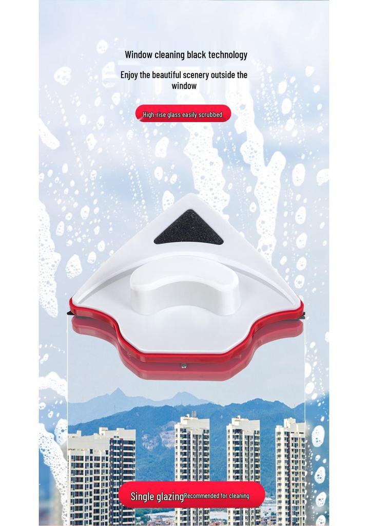 Triangular Double-Sided Glass Cleaner, Single-Layer Window Wiper for High-Rise Homes