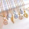 Necklace letter flower micro-inlaid zircon necklace accessories feminine minimalist design sense niche versatile titanium steel accessories