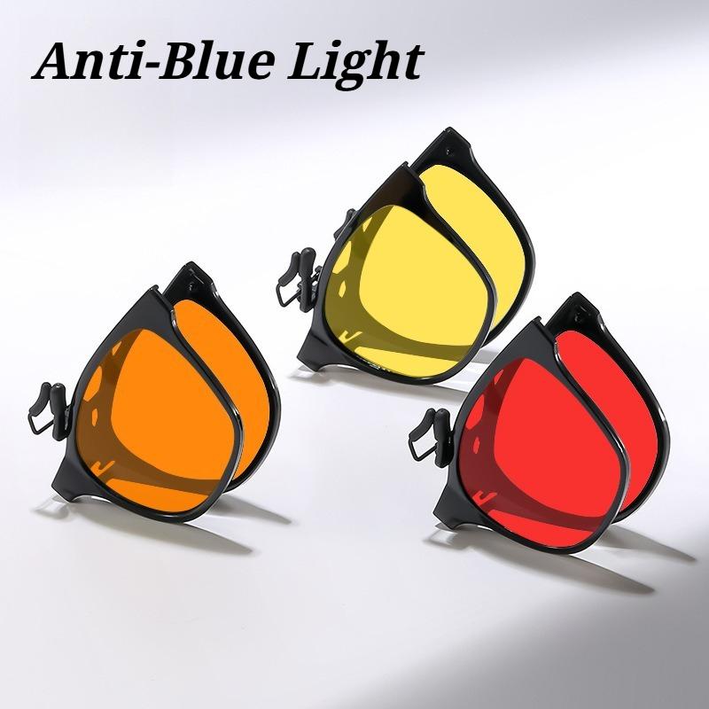 Portable Blue Light Blocking Glasses Night Vision Clip Outdoor UV400 Protective Eyewear for Gaming Computer Driving Eyeglasses