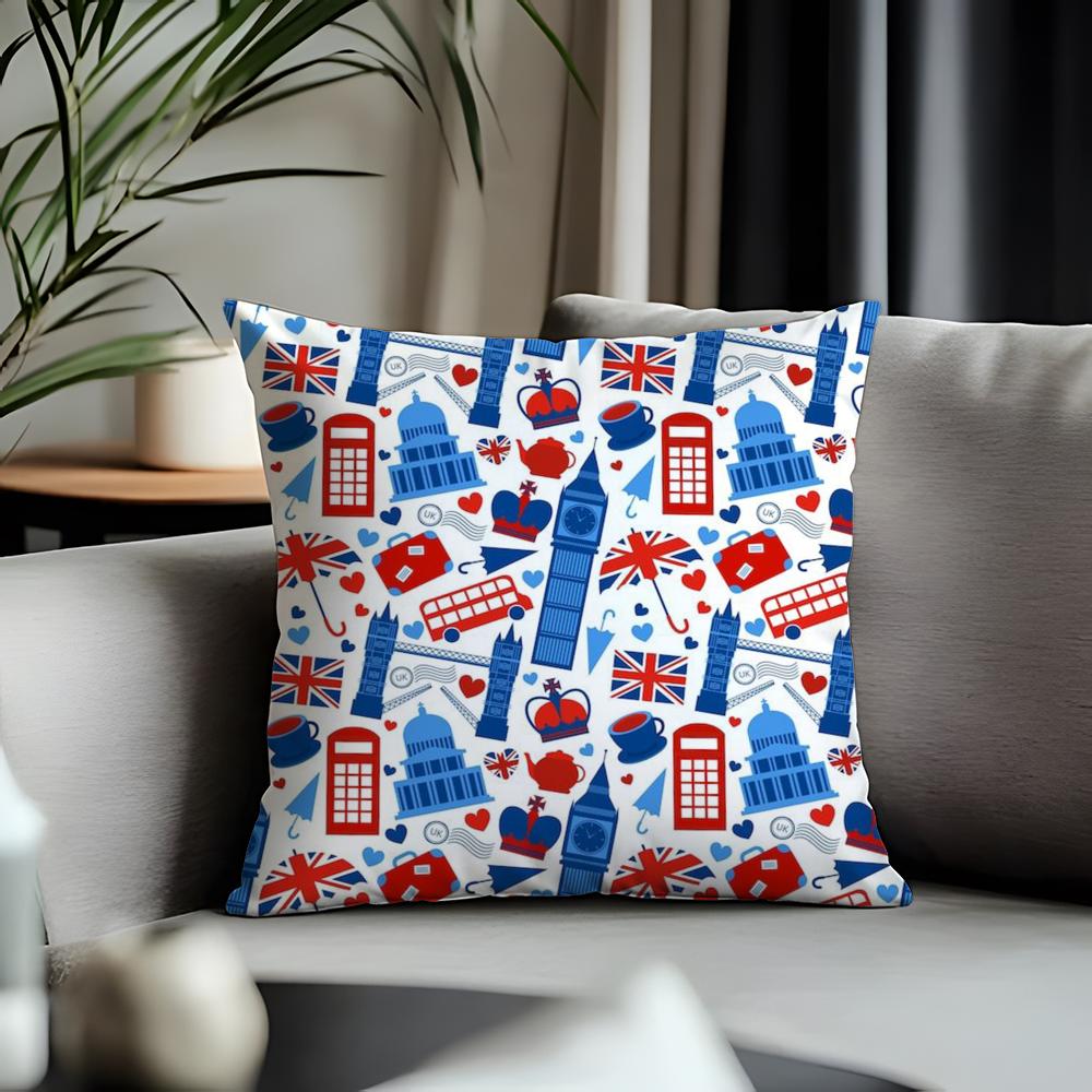 Fashion EEengland Love Printed Cushion Cover Antidustmite Pillowcase Invisible Zipper Silky Short Plush Sofa Cushion Cover