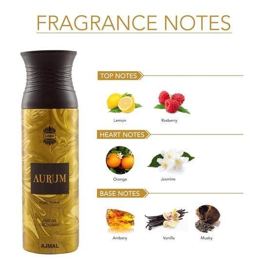 Ajmal Aurum & Aurum & Blu Deodorant Spray - For Men & Women (200 Ml, Pack of 3)