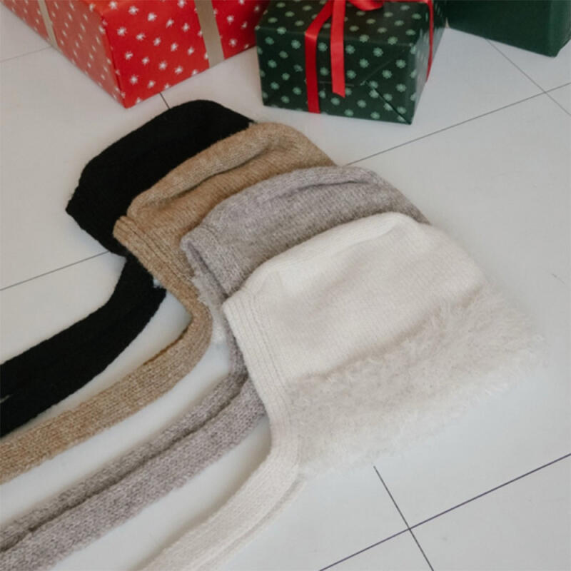 Women s Fur Hooded Wool Knit Balaclava C8707_Black