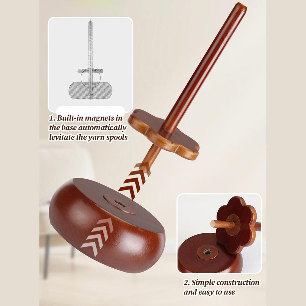 Yarn Holder Wooden Magnetic Yarn Storage Winder For Knitting Heavy-Duty Crocheting Organizer Stand For Christmas Mother's Day