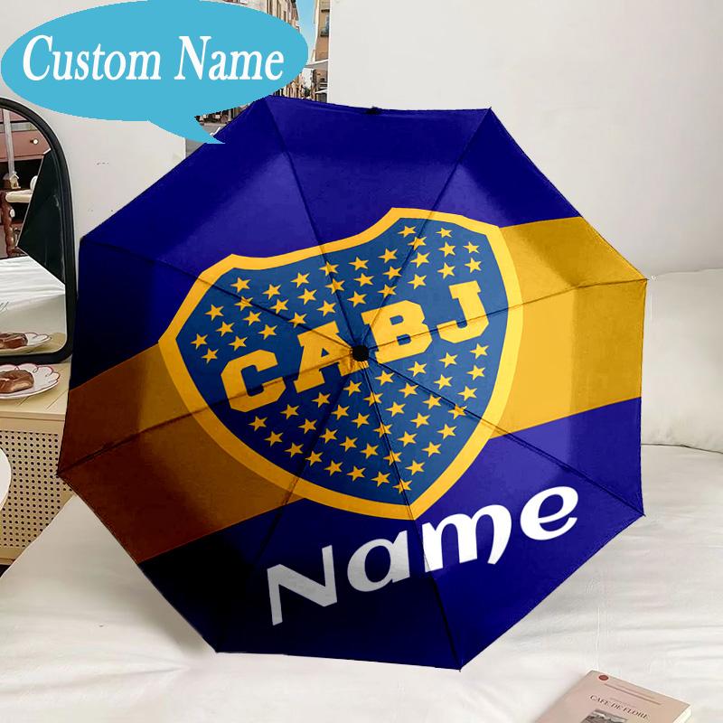 Custom Name Umbrella Juniors FC Emblem Umbrella 8-Frame for Travel, Camping, Casual Lightweight Portable, Essential for Family Gifts