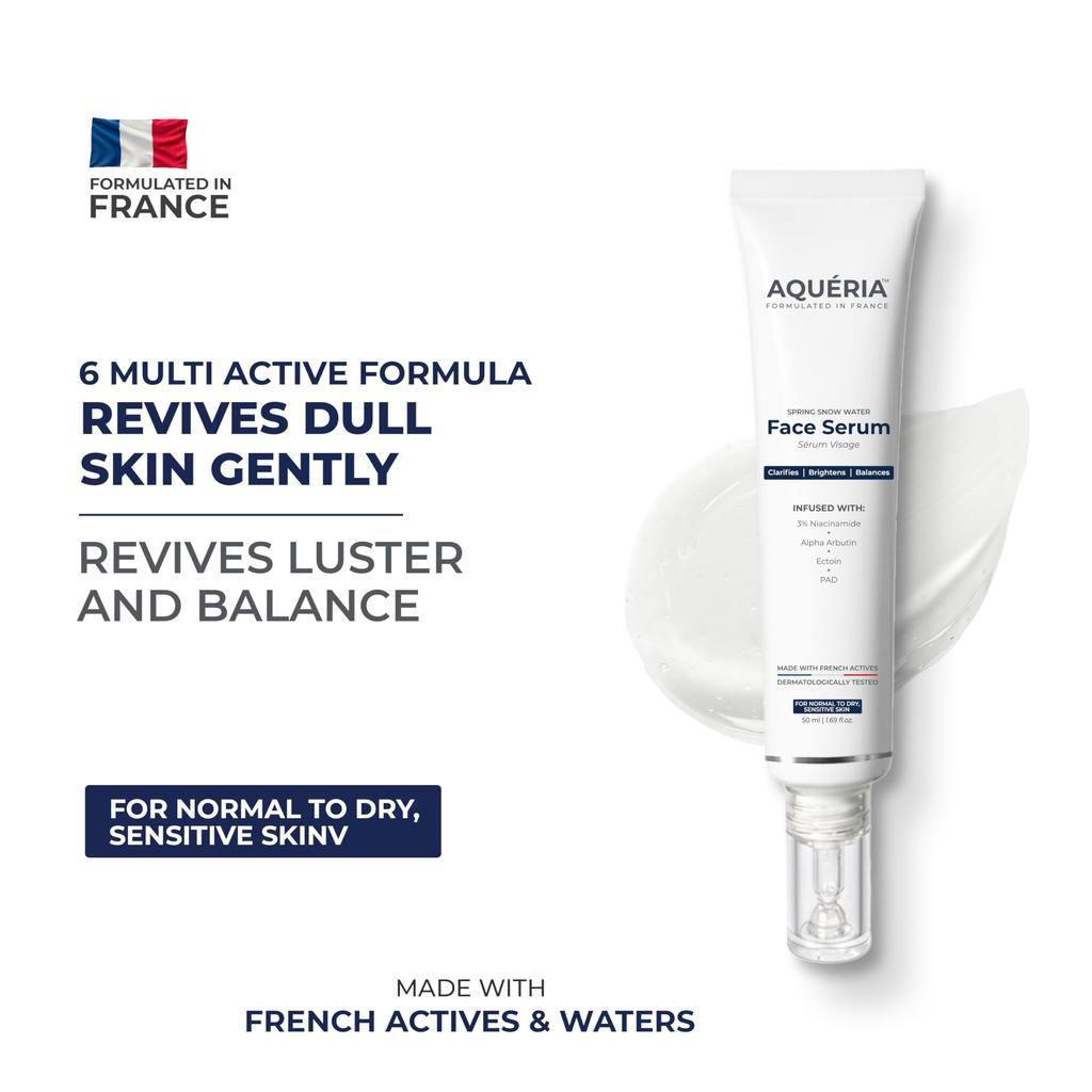 Aqueria Brightening Multi Active French Serum for Glowing Skin | 3% Niacinamide, 2% Alpha Arbutin | Fades Dark Spots, Targets Pigmentation & Drynes