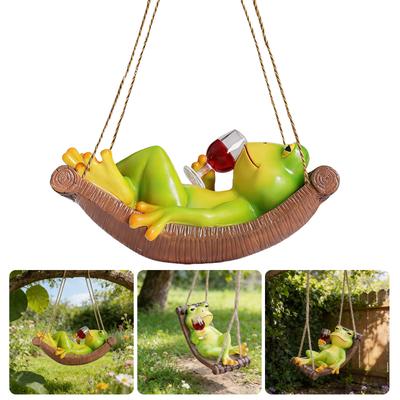 Garden Swing Frogs Statue Outdoor Indoor Hanging Frogs Sculptures Resin Animal Figurines for Outdoor Lawn Garden Decors