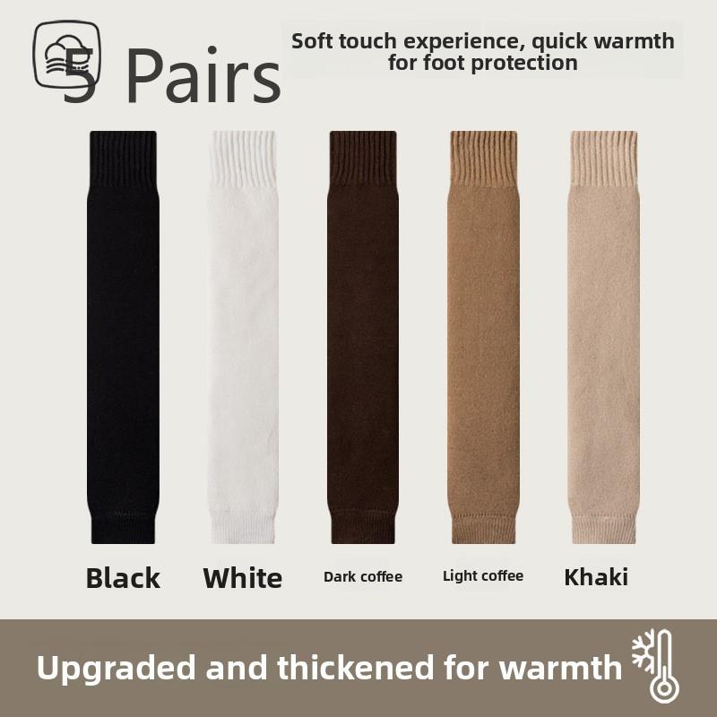 5 Pairs of  Female Autumn and Winter Warm Velvet Thickened Not Bloated Wool Knee Socks
