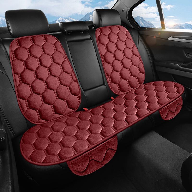 Car Seat Cushion Winter Short Plush Three Piece Set Without Backrest Anti Slip Winter Rear Universal Car Seat Cushion Warm