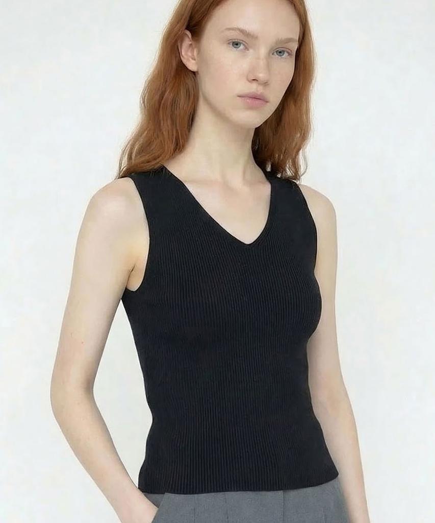 Seuneogeuyu Two-Way V-Neck Ribbed Sleeveless S/M 3 Colors