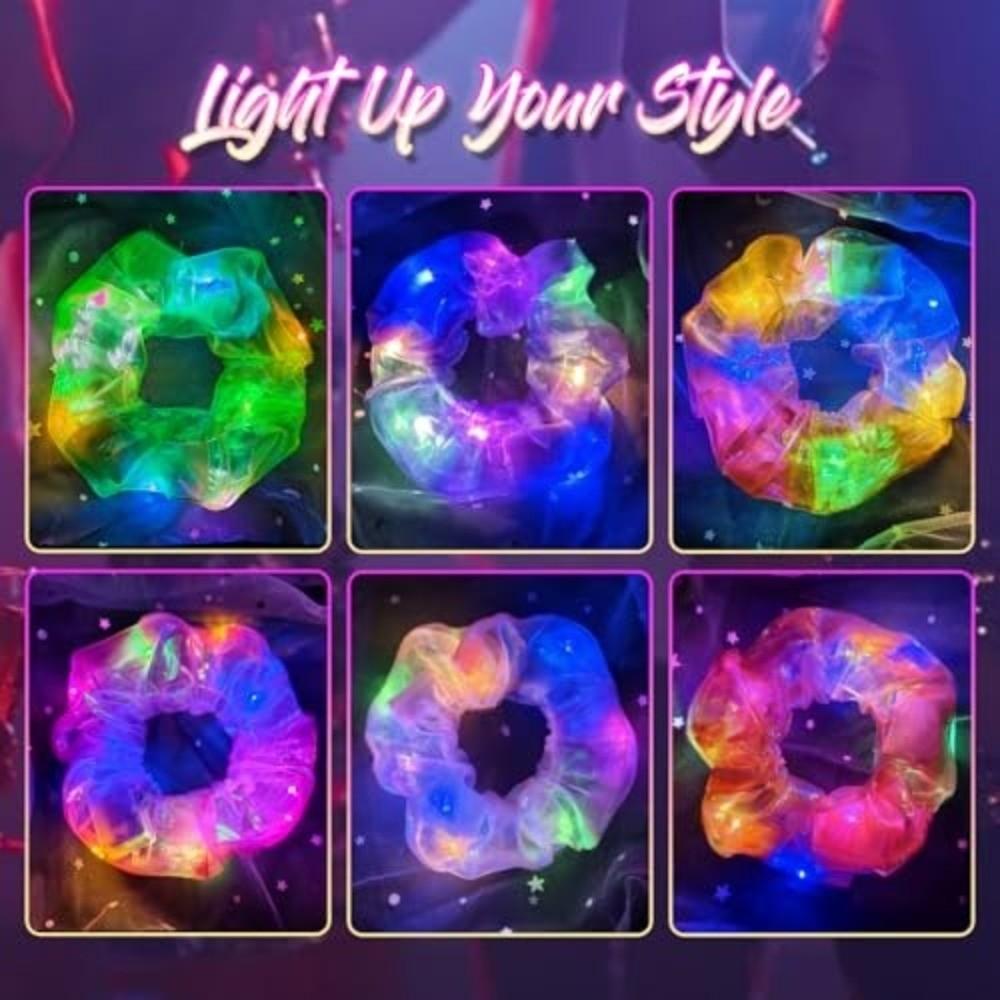 3pcs Large Size LED Scrunchies Satin Elastic LED Hair Scrunchie  Christmas Event