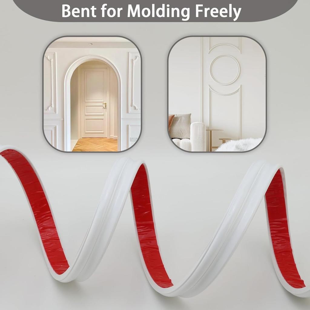 1pc 1m/39.37in Peel and Stick Wall Molding Kit, 3D Premade Accent Molding Wainscoting Panel for Interior Wall Moulding Decor, Re