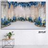 2D Flat Blue & White Floral Wedding Banner Elegant Blue Flower Arch Backdrop for Wedding Photoshoot