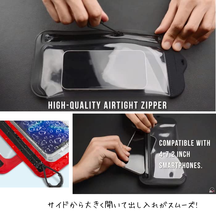 Bone CrossBody WaterProof Phone IPX8 Waterproof Case with Side Fits Smartphones from 4 To Inches Bag2 Certified, Zipper, 7.2 (Red)