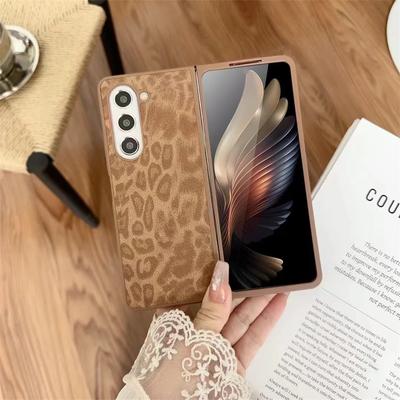 Fashion Leopard Print Phone Case for Samsung Galaxy Z Fold 6 Fold5 Z Fold 3 4 Z Flip 6 5 4 3 Ultra Thin Leather Shockproof Case