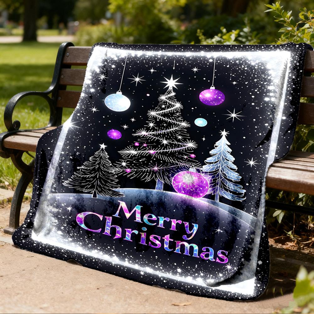 1pc Christmas Decorations Outdoor Soft Polyester Flannel Throw Blanket Versatile for All Seasons , Soft , Cozy , Warm All Season Quilted Throw ,