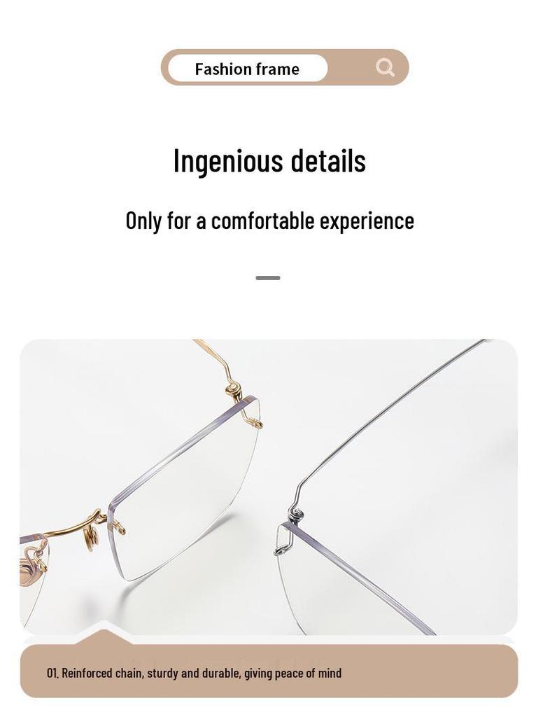 Rimless Titanium Alloy Unisex Glasses: Retro Light Luxury Frame for a High-End Feel