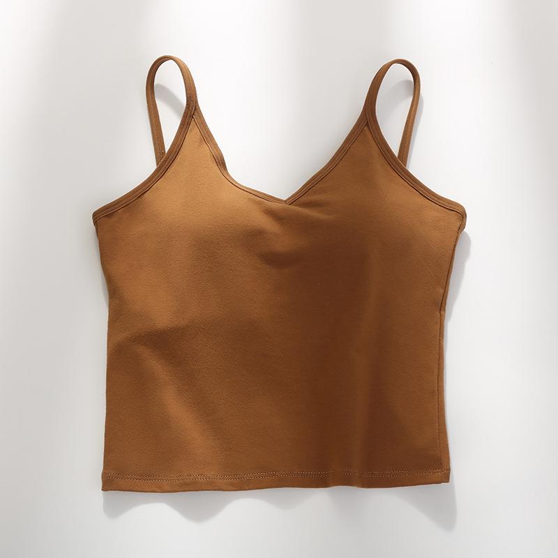 

Женская майка из чистого хлопка с U-образным вырезом на спине и накладками на грудь - спортивный бюстгальтер для йоги Large (55-67.5 kg)