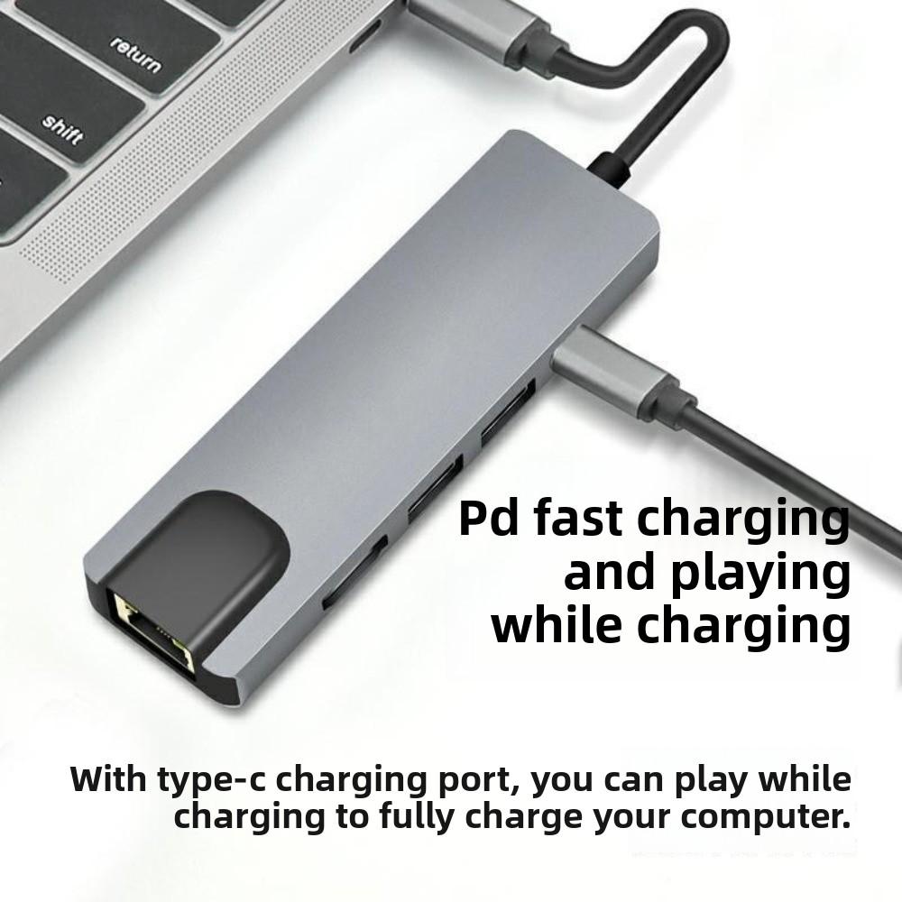 Multi Port USB C Hub 5 In 1 Type C To HDMI Ethernet USB Adapter for MacBook Laptop