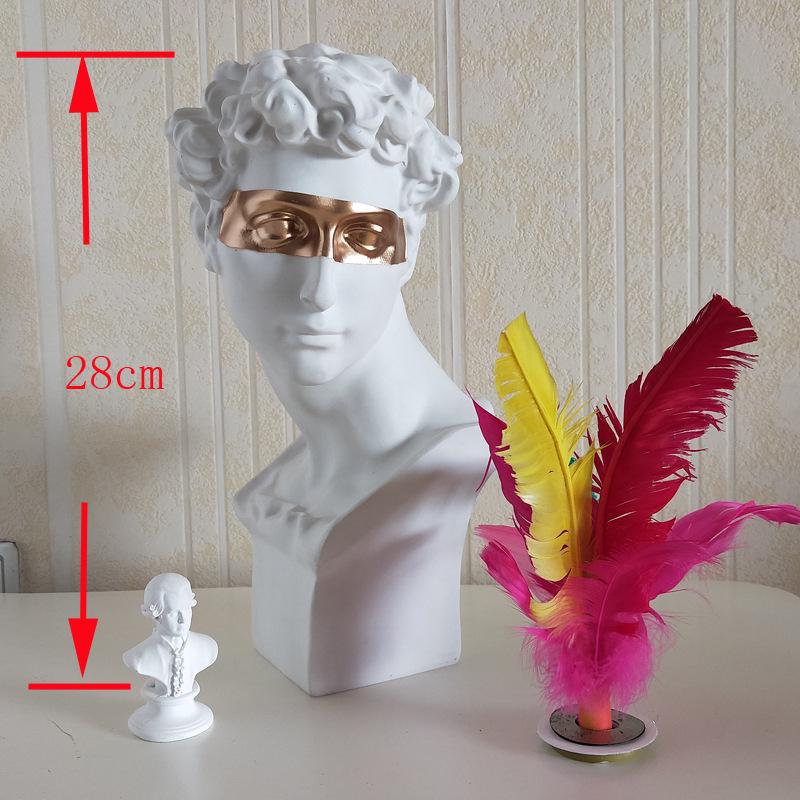 28cm Blindfolded David Resin Art Head, Plaster-Style European Desktop Sculpture Ornament