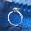 925 Sterling Silver Light Luxury Side by Side Small Diamond Ice and Snow Queen 1 Carat Six-Claw Zircon Ring Birthday Gift