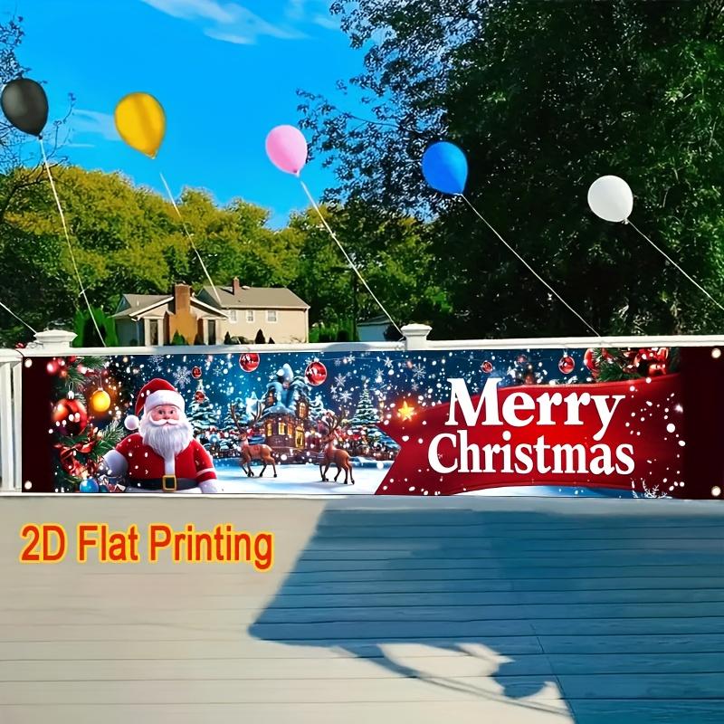 Merry Christmas Fence Banner, Holiday Welcome Sign, outdoor lawn porch yard sign