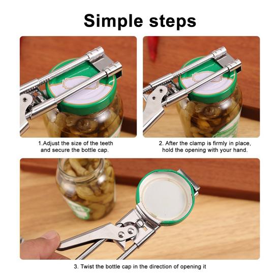 Yousheng 2 Pcs Adjustable Jar Lid Opener Stainless Steel Can Opener Multifunctional Bottle Jar Lid Gripper for Arthritis Weak Hands Manual Accessories