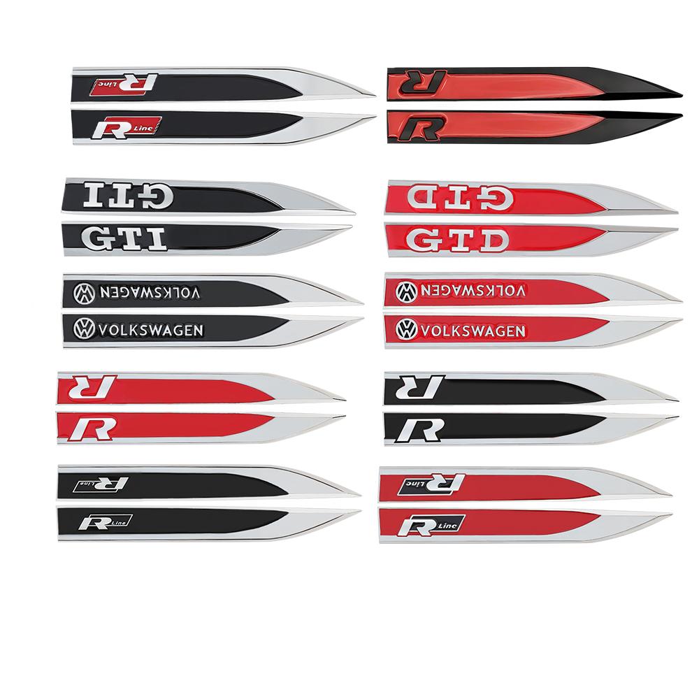 2pcs Car Fender Side Wing Auto Emblem Sticker Accessories For Volkswagen VW R-line R GTI Polo Golf MK8 Touareg Passat Magotan CCSZ8