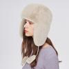Unisex Faux Fur Aviator Hat Thickened Faux Fox Fur Ushanka with Ear Flaps Warm Winter Outdoor Hat