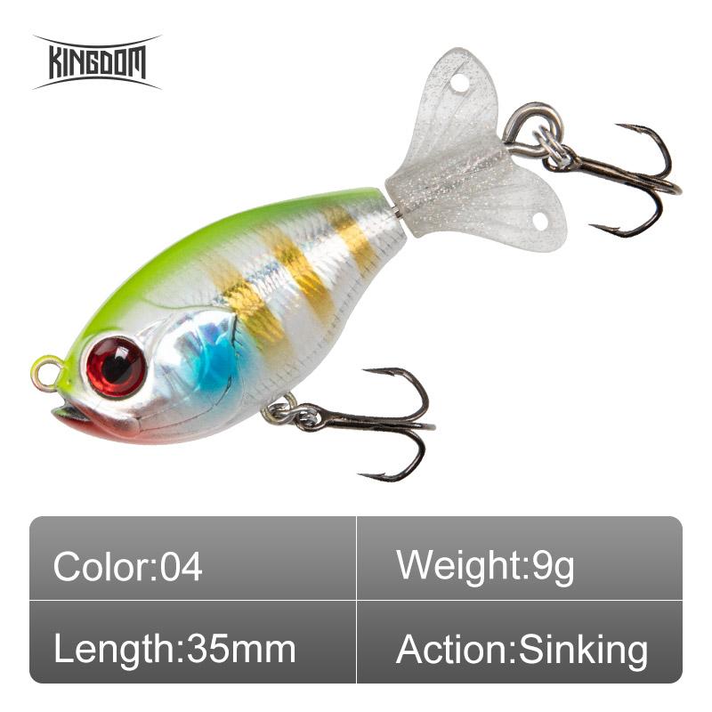Kingdom GOLDPOP Fishing Lures 35mm 5.5g/9g Floating & Sinking Pencil Popper Hard Bait Soft Rotating Tail Topwater Wobblers Baits