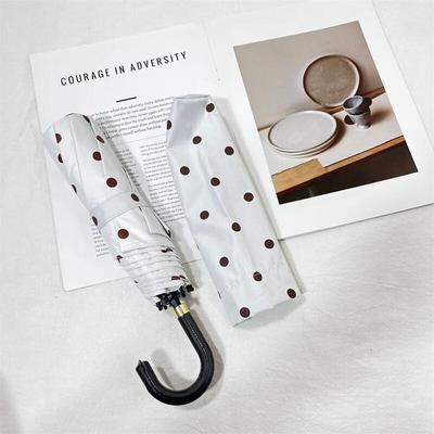 OIMG Polka Dot Sun & Rain Umbrella with Curved Handle