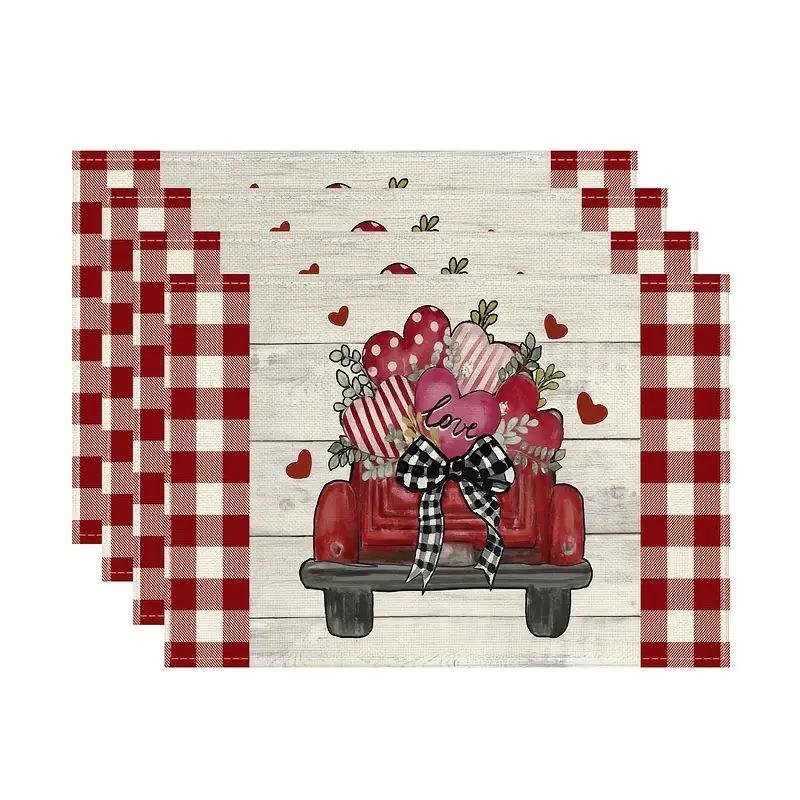 4pc Valentine S Day Table Decor Heat Resistant Placemats Coffee Table Decoration table mat