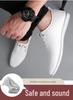 Men's White Leather Slip-On Casual Business Driving Shoes