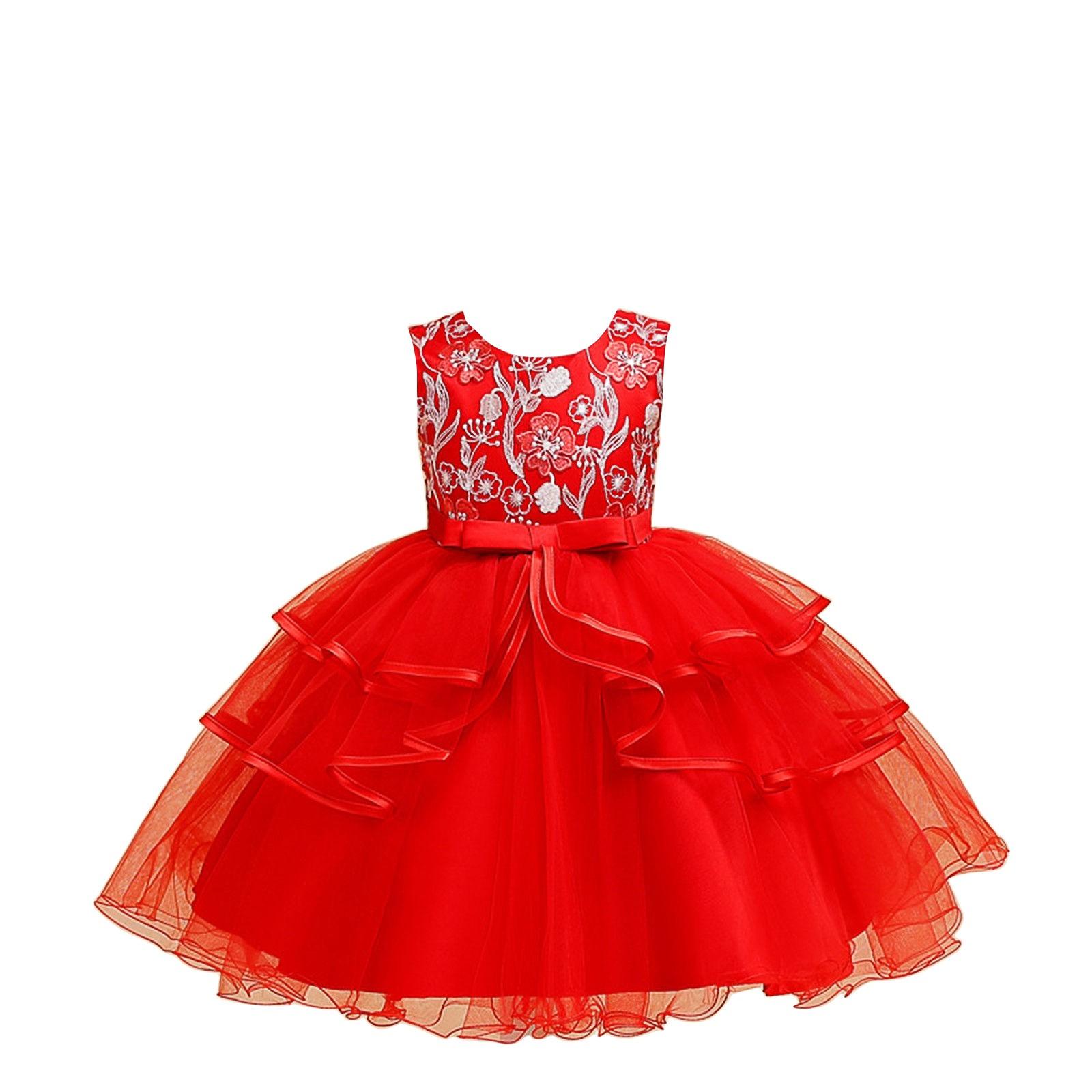 

Платье для девочек из кружева и тюля с вышивкой и бантом, вечернее платье принцессы 120