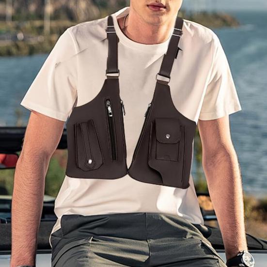 Faux Leather Armor Wallet Adjustable Underarm Shoulder Holster Chest Pouch Anti Pickpocket Wallet Phone Bag for Men Travel Camping Hiking