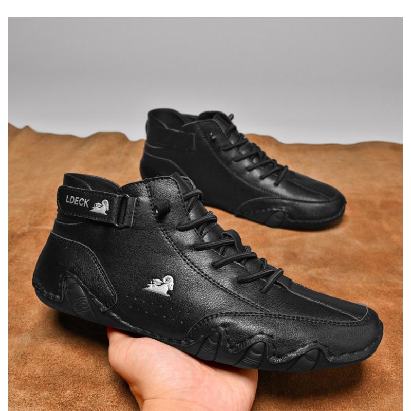 Leather Casual Sneakers for Men Motorcycle Shoes 2026 New In Waterproof High Top Men Boors Luxury Dress Loafers Shoes Footwear