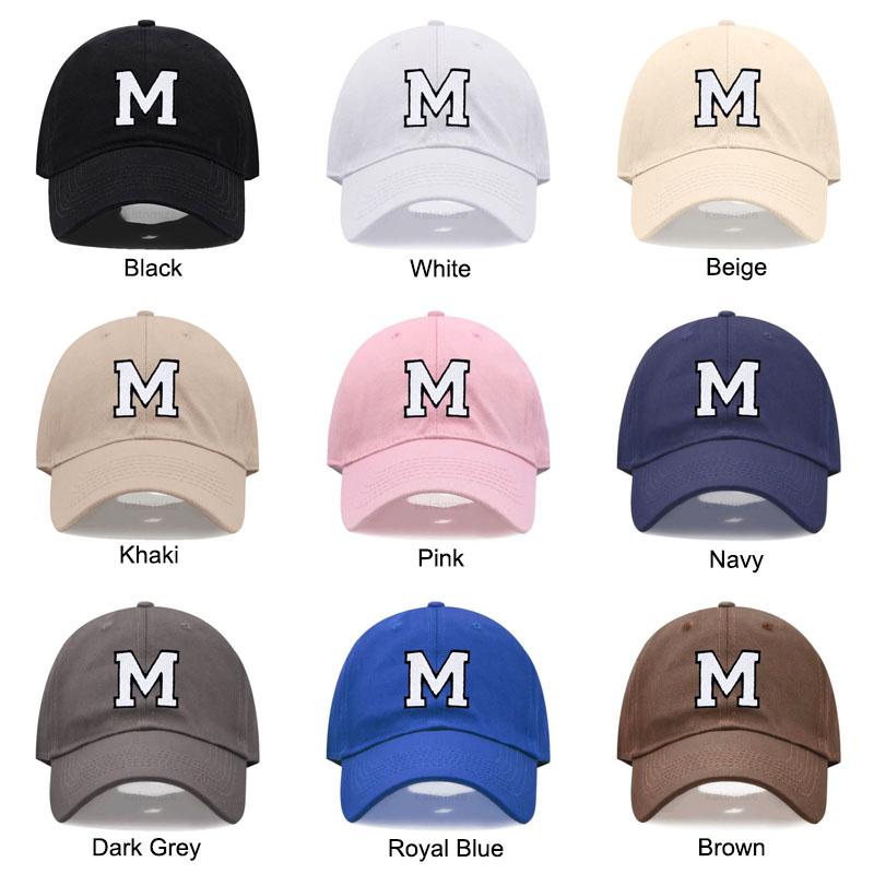Initial Letter A-Z Embroidery Baseball Cap For Womne Men High Quality Soft Cotton Fashion Team Sport Visors Snapback Caps